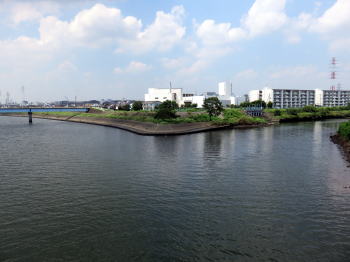 鶴見川と矢上川の合流